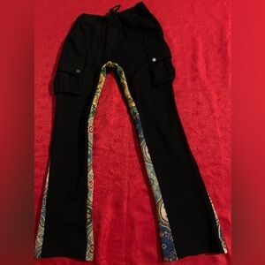 VALABASAS.Men's Black Cargo Pants with Multicolor Accents. Size Xl